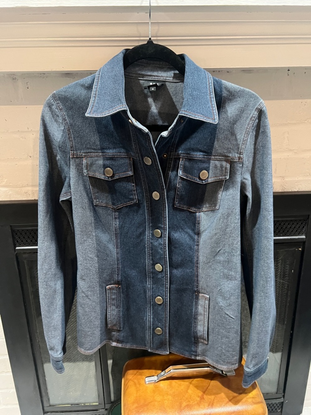 W by Worth Two-Tone Blue Denim Button Jacket - Picture 1 of 7